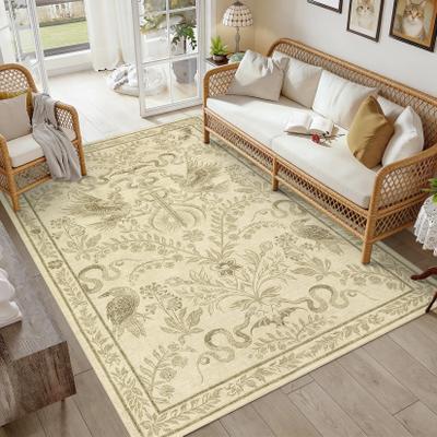 Garvee Vintage Animals Print Washable Area Rug