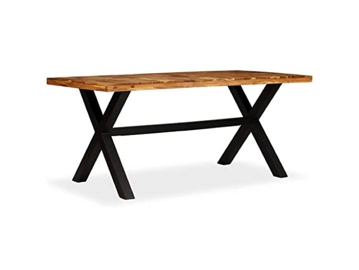 KGHERMDF Esstisch Massivholz Akazie Mango 180x90x76 cm Handgefertigt, Pulverbeschichtete Stahlbeine, Witterungsbeständig, Einzigartige Holzmaserung