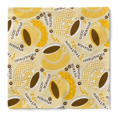 Sovie HOME Serviette Kaffee Ole in Gelb-Orange aus Tissue 33 x 33 cm, 20 Stück - Kaffee Cafe Frühstück