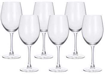 Lorren Home Trends Wine Glasses, Clear Glass, 16 Ounce Capacity, Long Stem Design, Set of 6