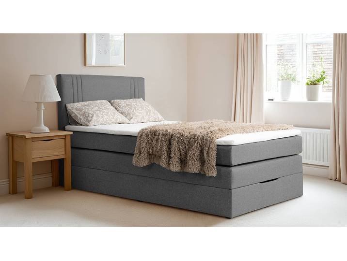 Boxspringbett Ghoripur - Typ B 120 x 200cm Webstoff Mavie Grau