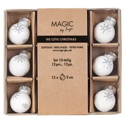 12 Weihnachtskugeln 2cm Glas Christbaumkugeln Weihnachtsbaumkugel Just White