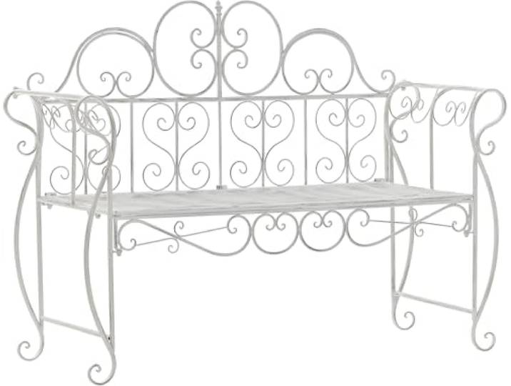 CLP Banc de Jardin Minna en Metal Style Art Nouveau\, avec accoudoirs\, Ideal Jardin\, terrasse et Balcon\, Charge Max 180 kg Couleur Blanc Antique