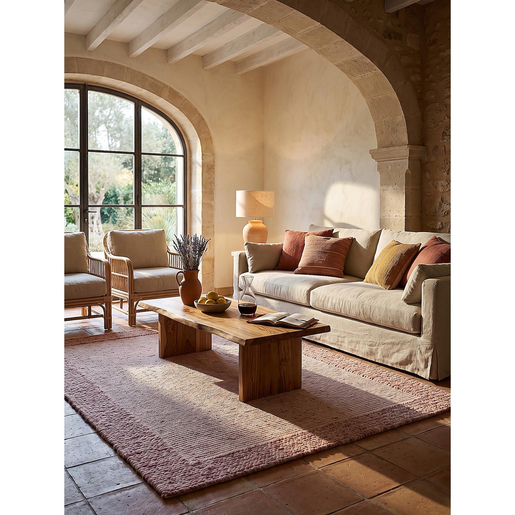 Flachgewebe-Teppich Wolle Beerenrot 160 x 230 cm - CALDER Kadima
