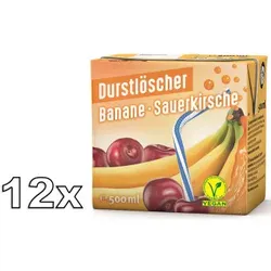 Durstlöscher Banane Sauerkirsche Erfrischungsgetränk 12x500ml