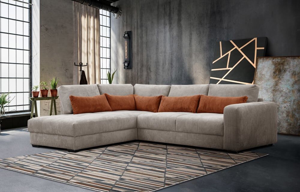Wozimo Canapé d angle 5 places gauche, taupe Taupe 296x91x228cm