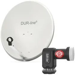 DUR-line MDA 60 Hellgrau - Sat-Komplettanlage mit Quad LNB