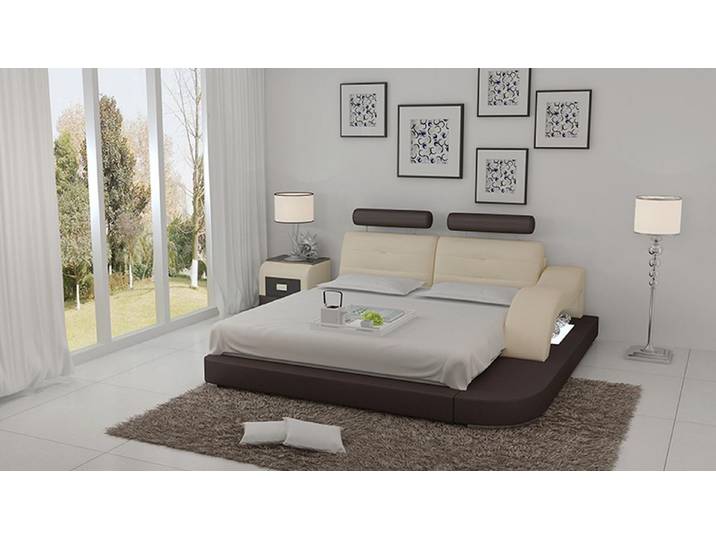 JVmoebel, Wasserbett Hotel Doppelbett LB8802 Leder mit gepolstertem Kopfteil