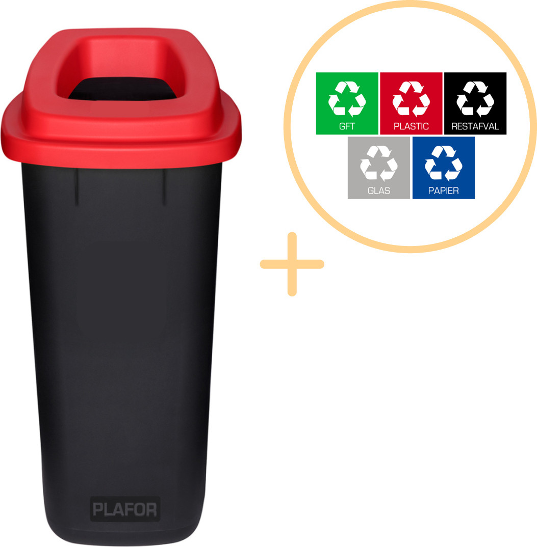 Plafor Prullenbak Recycling 90l Rood