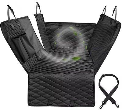 Inspired Finds Waterproof Dog Car Hammock Back Seat Cover With Safety Belt For SUVs, Trucks, And Cars black 53.94x57.87in
