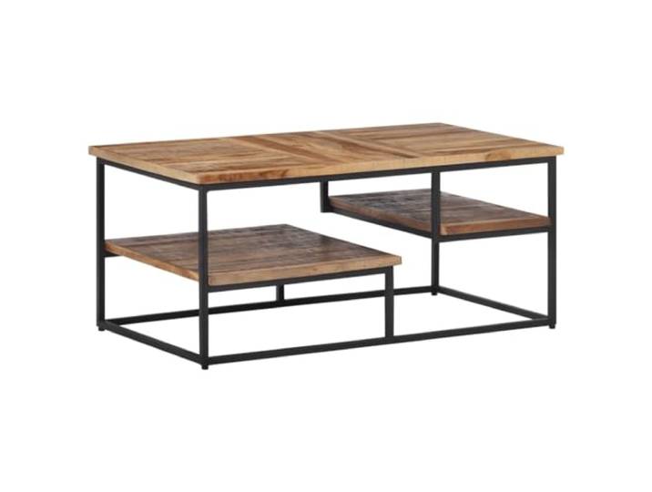 KGFHERENB Couchtisch 90x50x39 cm Sofatisch Recyceltes Teakholz Praktischer Beistelltisch mit unterer Ablage für Zeitschriften im Wohnzimmer, stabiles Eisengestell im Industrie-Design.