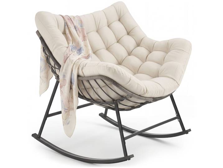 Schaukelstuhl Tami, gepolstert, mit Steppmuster - beige