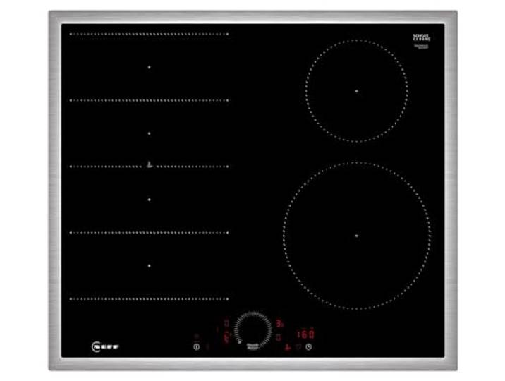 NEFF T66SHE4L0, N 70, Induktionskochfeld, autarkes Glaskeramik-Kochfeld 60 cm breit, Twist Touch, Flex Induction, Home Connect, Smart Hood Automatic, aufliegend, Schwarz