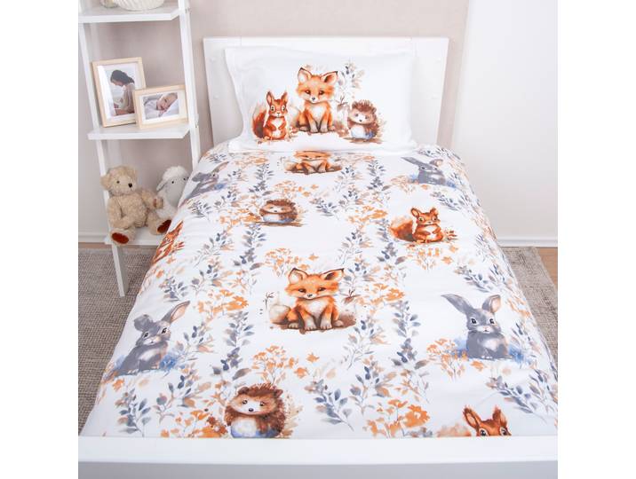 Babybettwäsche BABY BEST Baby Best Little Forest , bunt, B/L: 100cm x 135cm, 1 Stk., 1 Stk., Flanell, B/L: 40cm x 60cm, 2 Stk., Flanell, Obermaterial: 100% Baumwolle, Bettwäsche, Babybettwäsche, Flanellbettwäsche