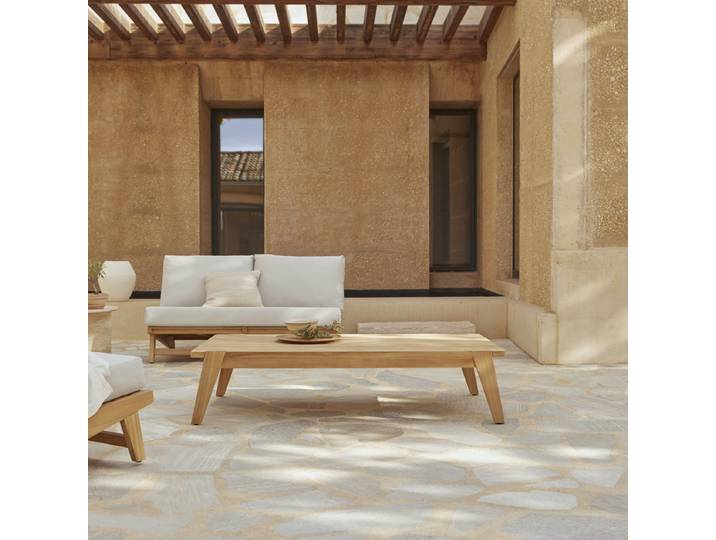 Garten-Couchtisch aus massivem Teakholz Olia - Hellbraun - Teak