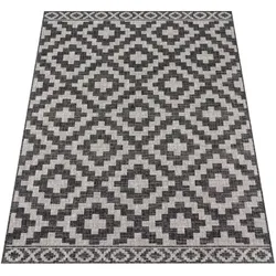 FLACHWEBTEPPICH, mit Rautenmuster, aus Polypropylen, Grau, 160 x 220 cm