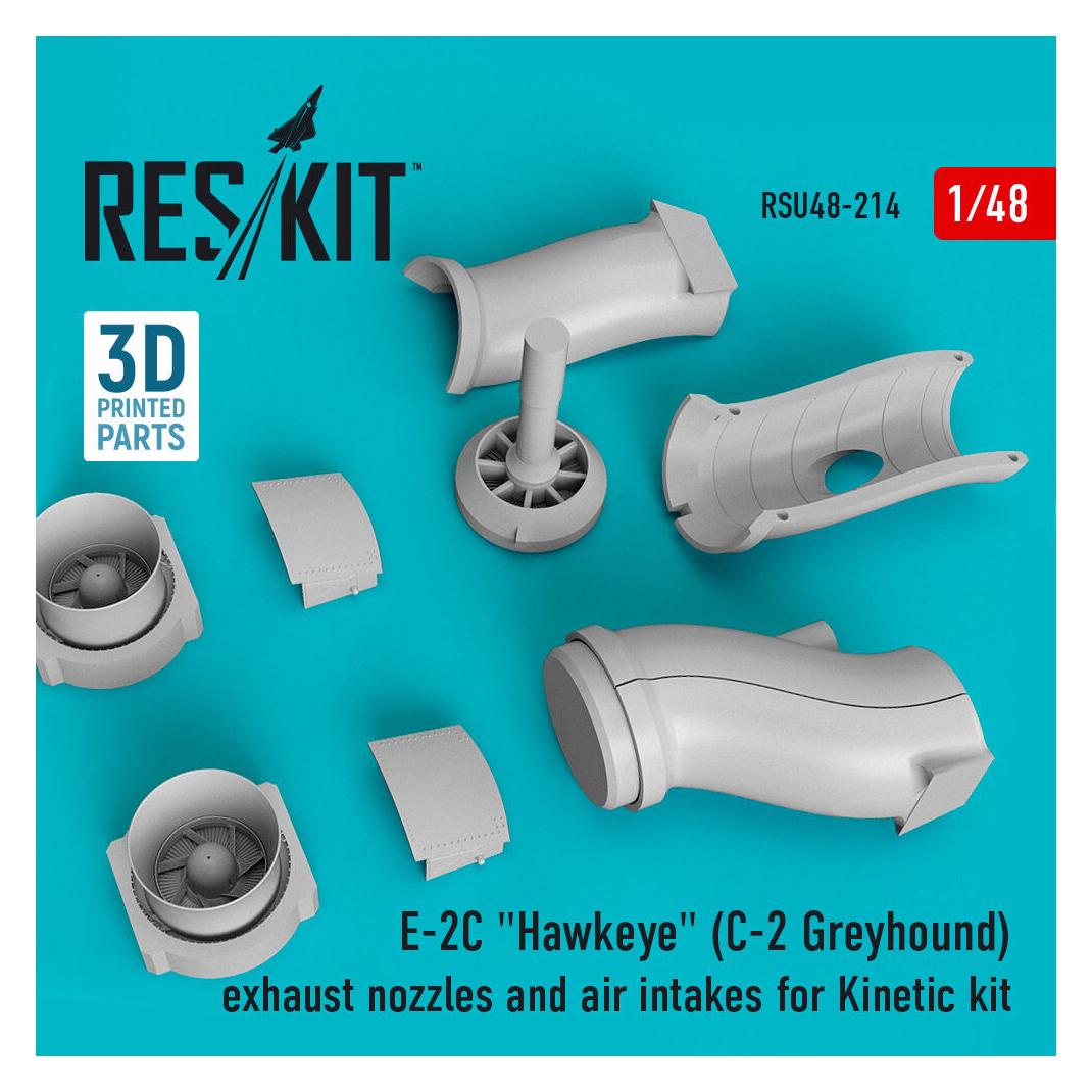 ResKit E-2C Hawkeye (C-2 Greyhound) exhaust nozzles and air intakes for Kinetic kit (3D Printed) (RSU48-0214)