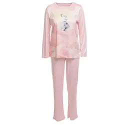LITTLE ROSE Pyjama Mikrofaser Shirt, bedruckt Hose, lange Form
