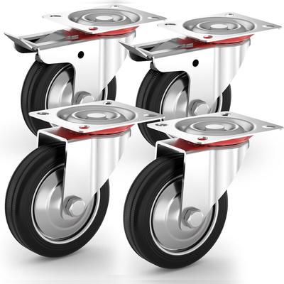PRIOstahl Transportrollen 200mm Rollensatz 2 Lenkrollen + 2 Lenkrollen mit Bremse schwarz Schwerlast