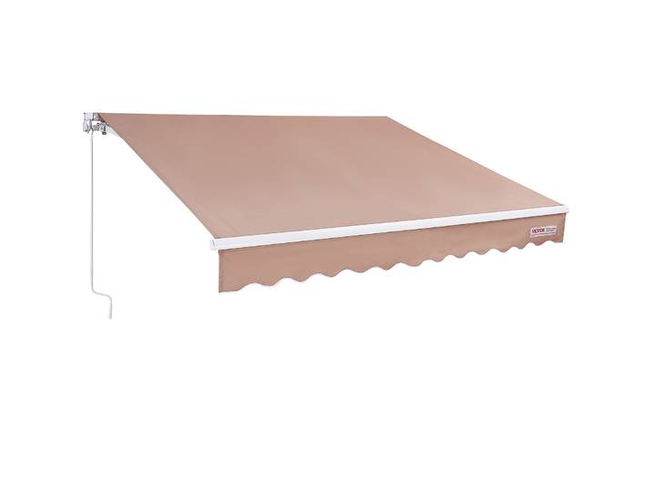 SucceBuy Auvent rétractable manuel Auvent extérieur Pare-soleil rétractable Polyester résistant à l'eau Porte de patio Fenêtre pour cour arrière-cour