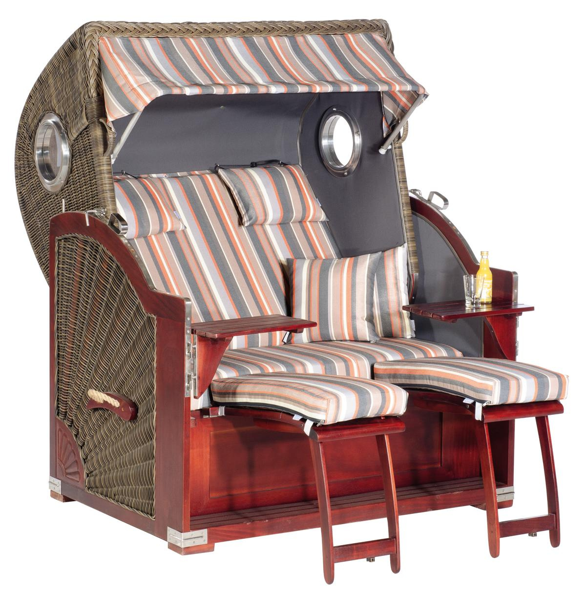 MUESING Strandkorb Rustikal 500 Plus- Comf.,Bullaug.,cappu.Stoff1235 16929257