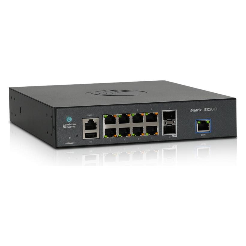 Cambium Networks MX-EX2010XXA-E - Intelligenter Ethernet-Switch 8 x 1G und 2 SFP-Glasfaseranschlüsse ohne Netzkabel (8 Ports) (MX-EX2010XXA-E)