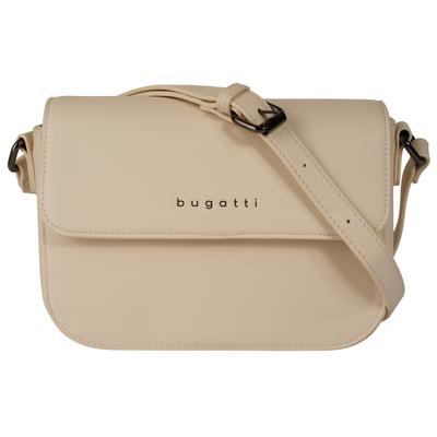 Umhängetasche BUGATTI "BUGATTI Damen ALMATA", Damen, Gr. B/H/T: 22cm x 15cm x 8cm onesize, beige, Polyurethan (PU), leicht glänzend, unifarben, Taschen Umhängetasche