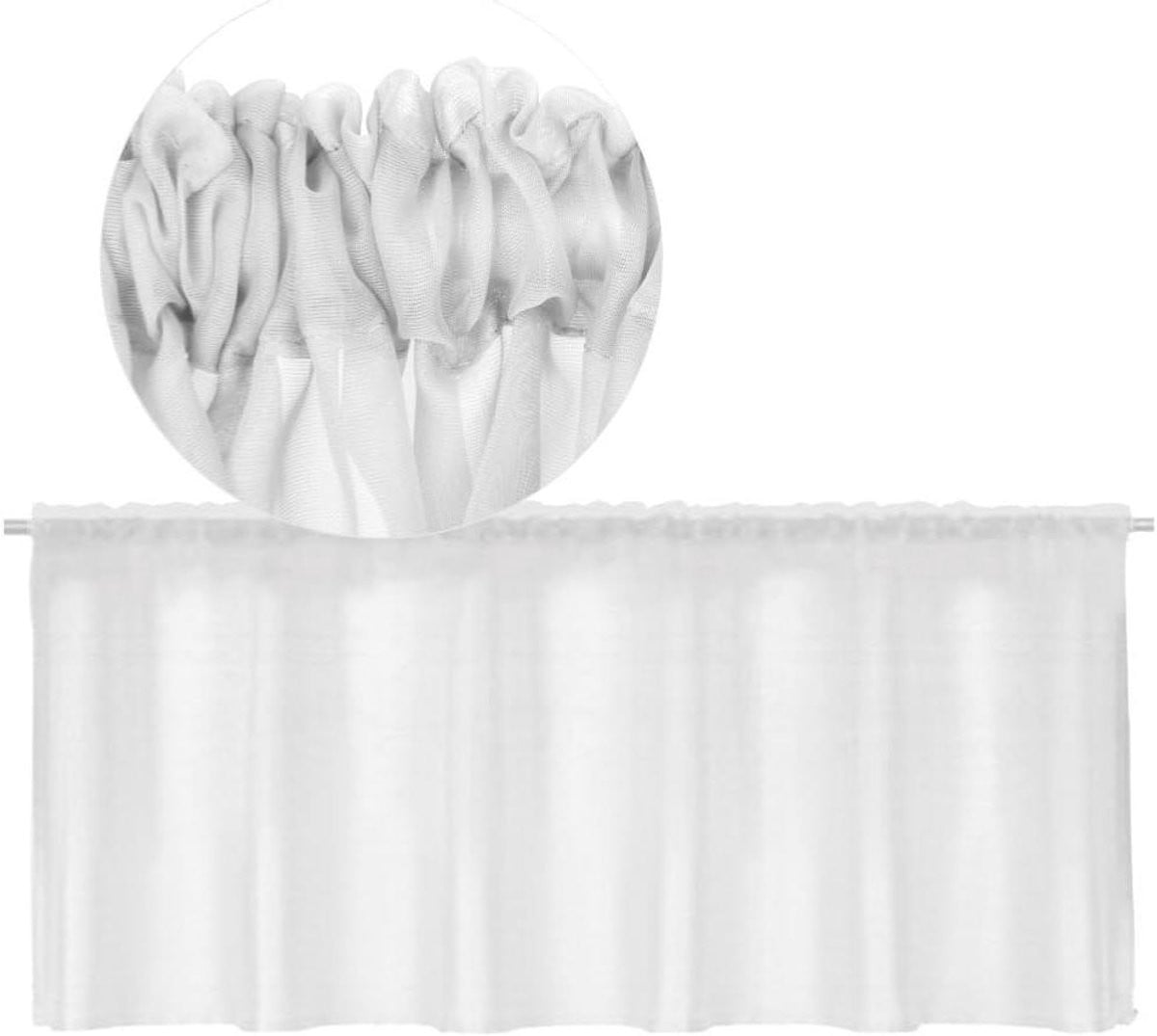 Bistro Gordijn Sneeuwwit Semi-transparant Voile - 160 x 60 cm