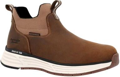 "Georgia Boot 6"" DuraBlend Sport Waterproof Chelsea (Men's) Work in Brown, Size 12 M, Leather"