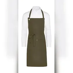 PROVENCE - Eyelet Bib Apron with Pocket: One Size / Olive