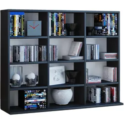 VCM Holzregal stehend   platzsparender CD-Schrank für 480 CDs oder 224 DVDs   Maße:H. 82 x B. 102 x T. 23 cm   Elegantes DVD Regal stehend   Blu-Ray Regal   CD Regal  Megosa L