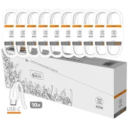 Tech One Tech 10er Pack basik usb-a usb-c Kabel 2.4a weiss (1 m), USB Kabel