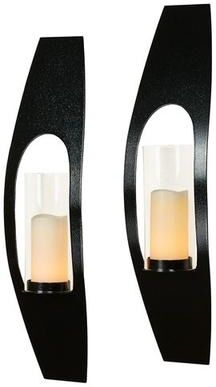Touch Of Class Metal Candela Wall Sconce Pair, Pair, Black