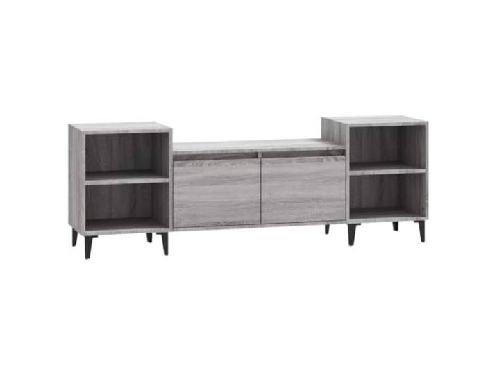 Kaorsrow TV-Schrank Grau Sonoma 160x35x55 cm Holzwerkstoff Lowboard Großes TV-Board mit 6 Fächern und Türen für Ordnung im Wohnzimmer. Robuster Holzwerkstoff auf stabilen Metallbeinen.