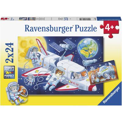 Puzzle RAVENSBURGER "Reise durch den Weltraum", bunt, Puzzles, KinderB:26cm H:18cm, Pappe, Motiv, 2x24 Teile; Made in Europe, B:26cm H:18cm