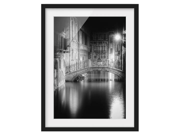 Impression art pont à Venise I Pin massif, verni mat Noir 30 x 40cm