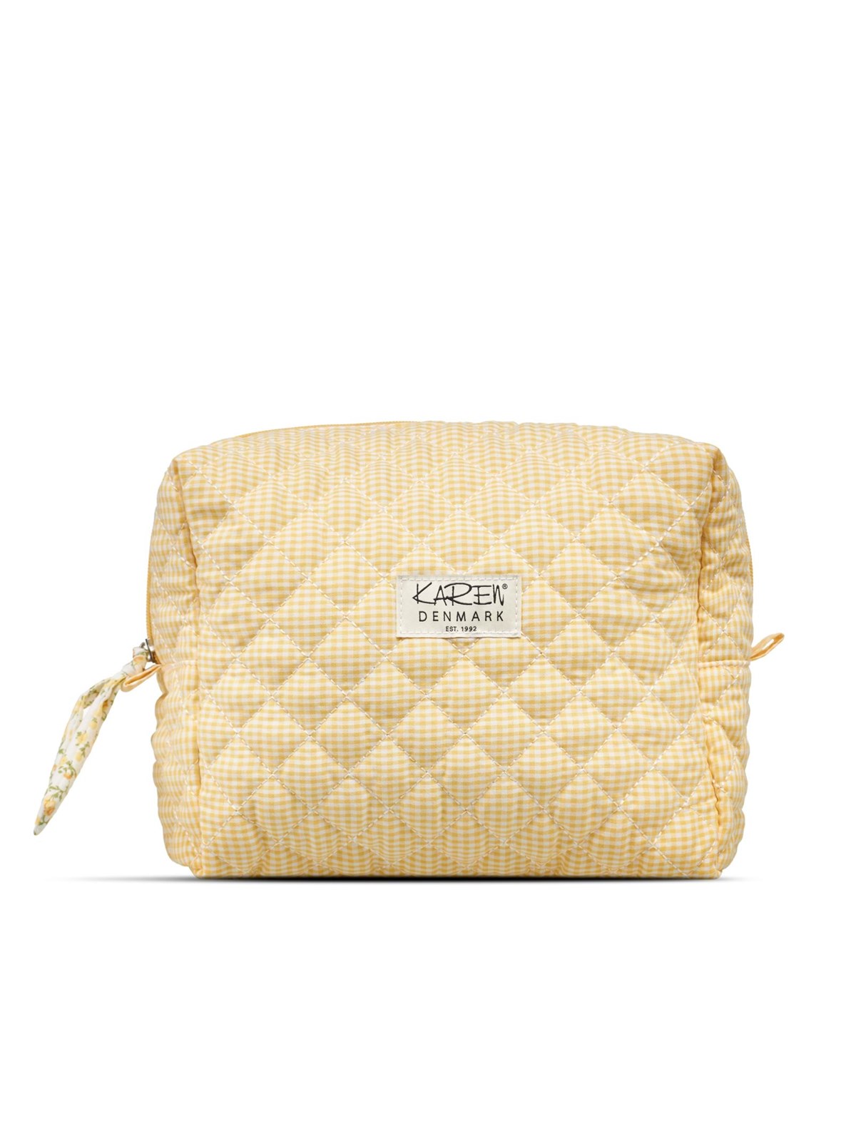 Karen Large toiletry bag in yellow checkered quilt
