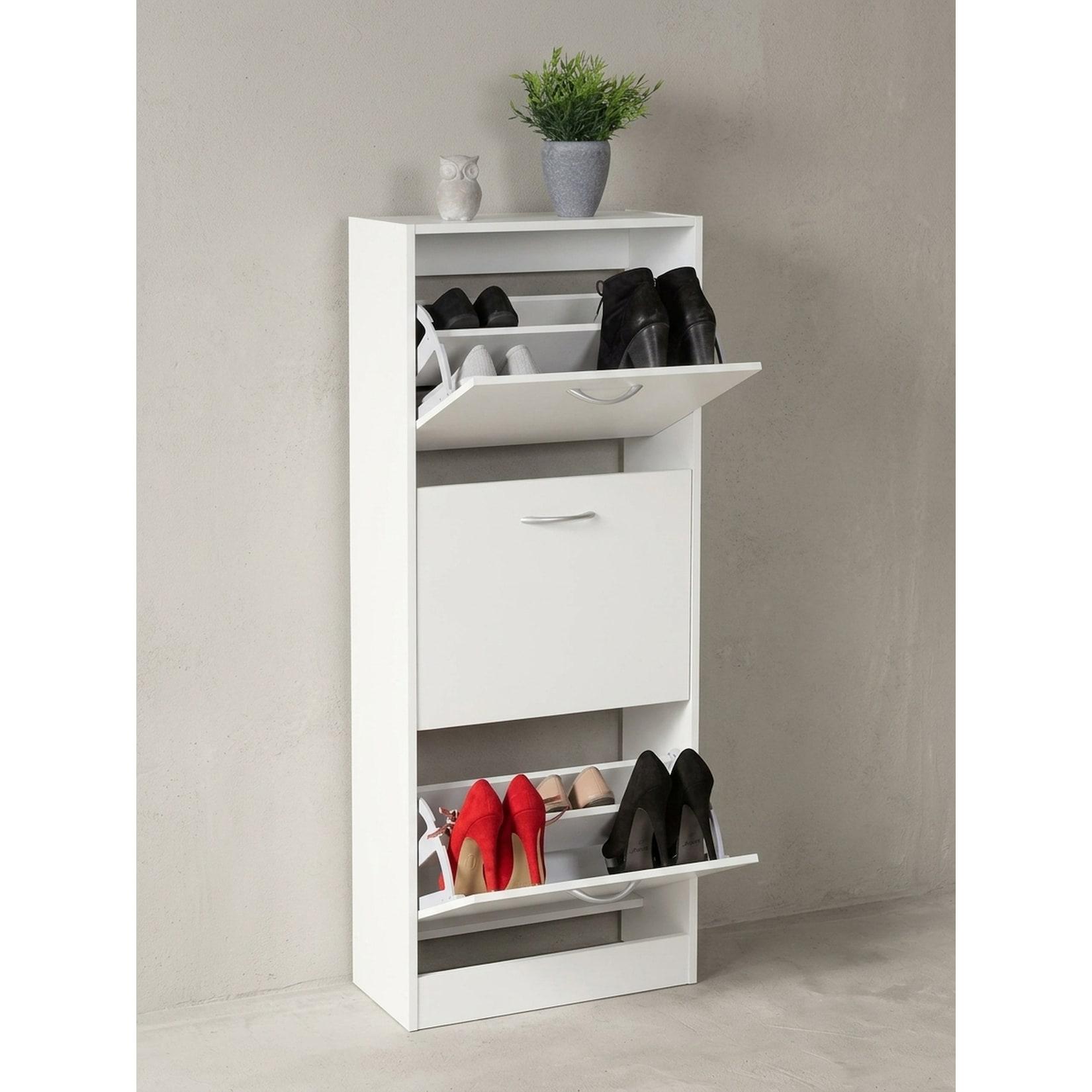 Schuhkipper – Weiß, 125 cm breit, 3 Klappfächer, für ca. 18 Paar Schuhe