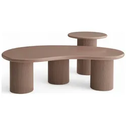 Couchtisch Evan 2er-Set Ø50/130x70 cm, Mocha Mousse