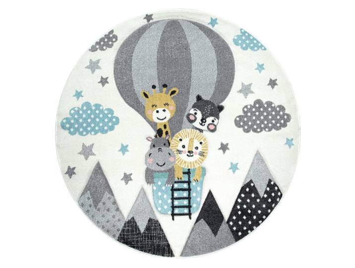 Paco Home Kinderteppich 120/120 cm Cosmo 343, Creme, Kunststoff, Rund, 120x120 cm, strapazierfähig, für Fußbodenheizung geeignet, Teppiche und Böden, Teppiche, Kinderteppiche