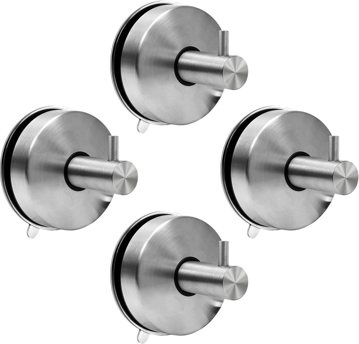 SnelShoppen Pack van 4 Extra Sterke Zuignap Haken van 304 RVS voor Badkamer en Keuken