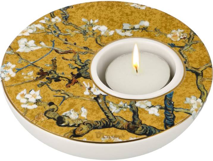 Goebel - Vincent van Gogh Windlicht / Theelicht Amandelboom goud Porselein - 12cm - waxinelicht houder