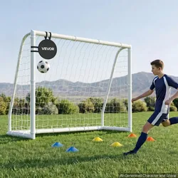 VEVOR Fußballtor 244 x 182 cm Tragbares PVC Outdoor-Soccertor mit PE-Netz, für Gärten, Parks und Schulen, Wetterfest, mit Bodenankern, Zielscheibe, 600D-Oxford-Tasche und Stabilität bei über 110 km/h