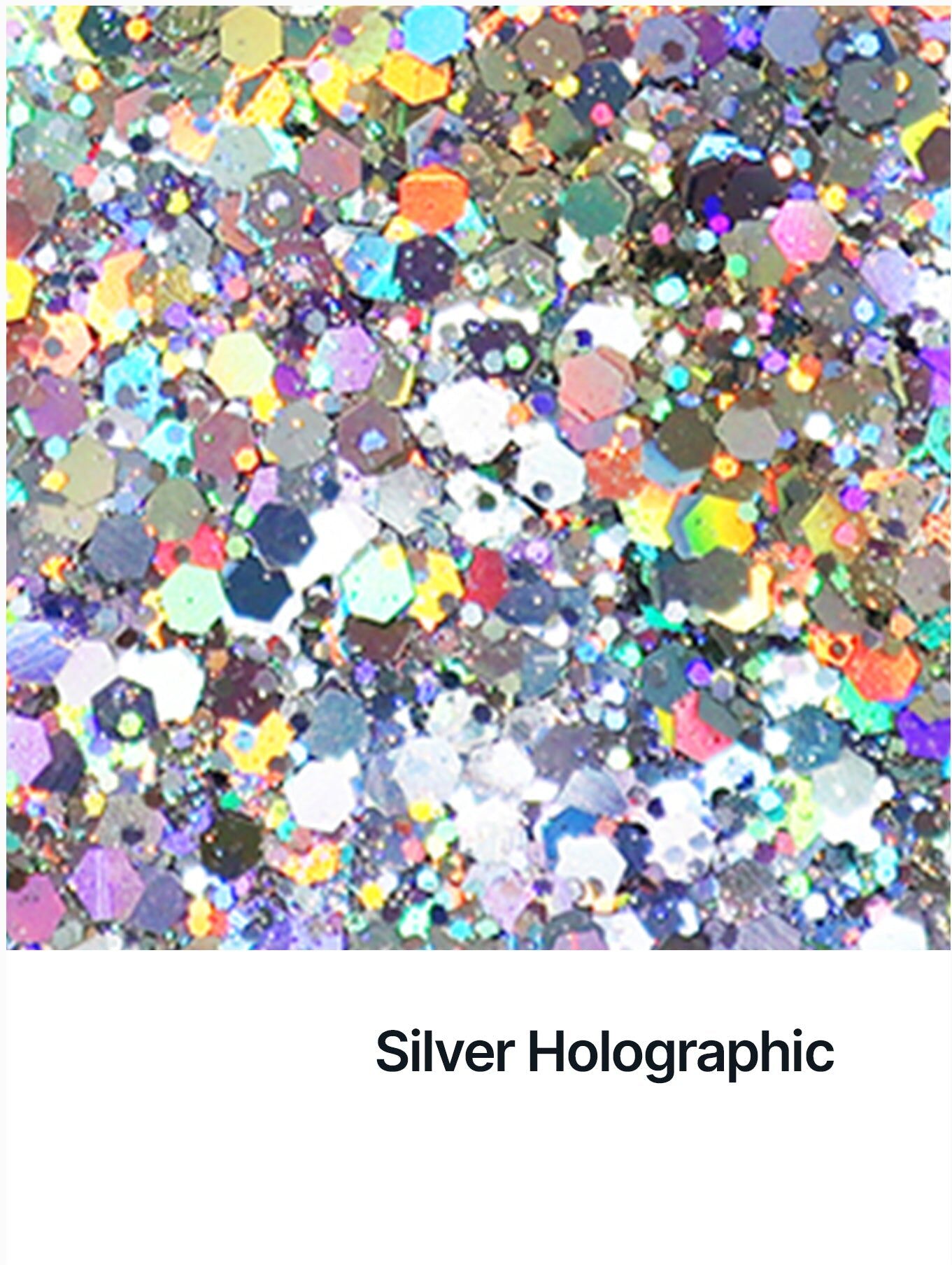 Hemway Glitter Mix Shaker 105g / 3.7oz   Silver Holographic   Cosmetic, Festival, Epoxy Resin, Crafts - Silver Holographic - 105g