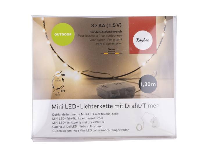 Mini LED-Lichterkette f. Aussenbetrieb, 130cm, 20 LED s, Batteriebetrieb'