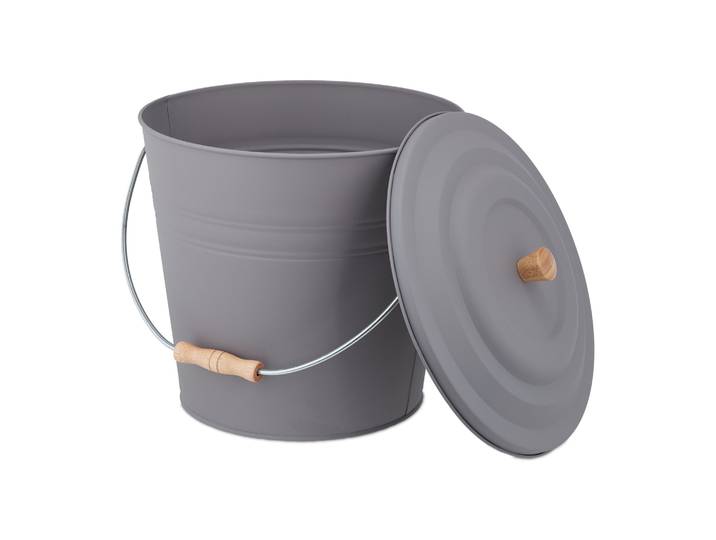 Ascheeimer mit Deckel 12l Hellbraun-Grau