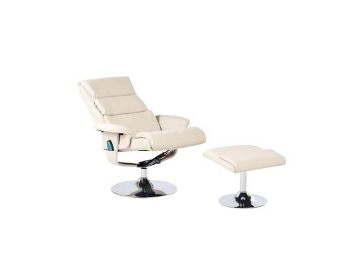 Beliani Massagestuhl Hellbeige Kunstleder Massagesessel mit Heizfunktion Beige, Mit Armlehnen, Elastische Gurtbänder, Sitzhöhe 48 cm, Mit Relaxfunktion, Mit Fußstütze, Belastbarkeit 130 kg