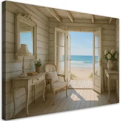 LEINWANDBILD Blick auf den Strand Shabby Chic 120x80cm