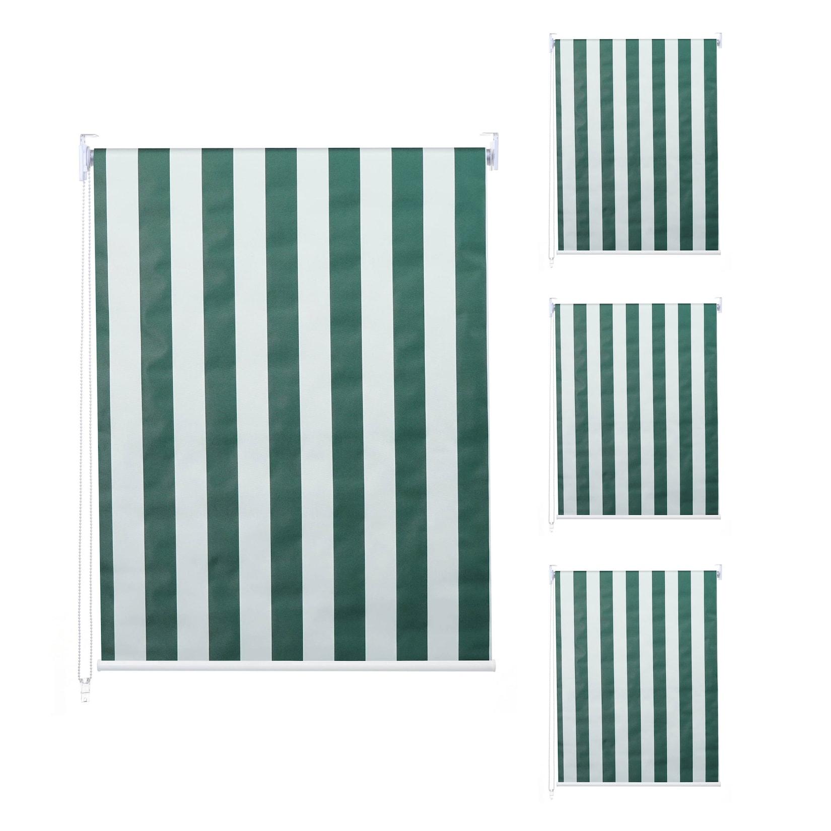 4er-Set Rollo MCW-D52, Fensterrollo Seitenzugrollo Jalousie, 100x160cm Sonnenschutz blickdicht ~ grün/weiß
