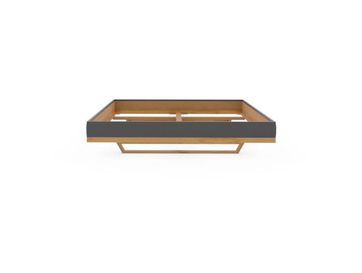 TEAM 7 Naturholzmöbel Riletto Bett aus Massivholz und Leder - Leder Origon schwarz - Kernbuche - ohne Zusatzausstattung Modern, Natur, Zeitlos